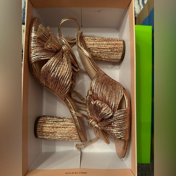 LOEFFLER RANDALL Camellia Dark Rose Gold Pleated Knot Bow Sandal NIB Size 10 - Picture 12 of 14